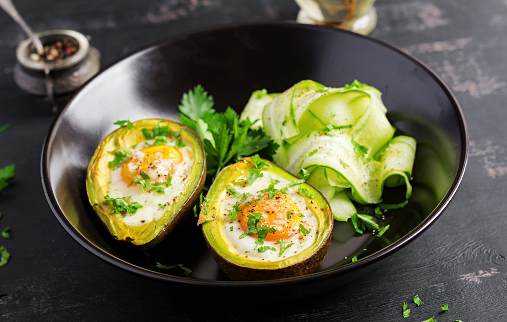 Avocado baked with egg
