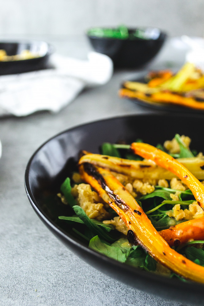 Roasted Carrot Salad with Tahini and Lentils